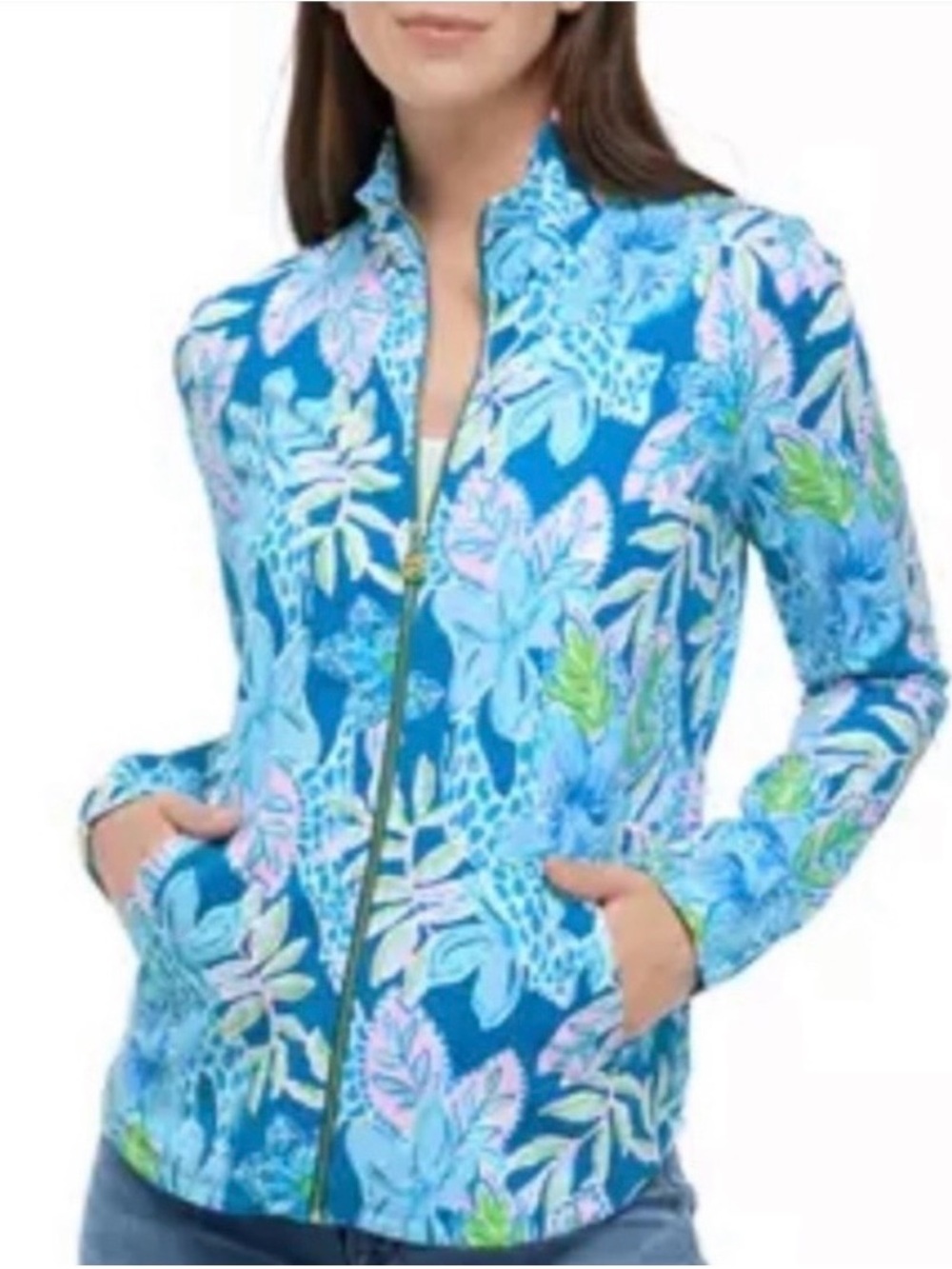 Lilly Pulitzer Leona Zip-up Jacket in Tell Me About It, Like New, Size XXL